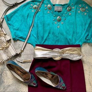 Vintage 80's Metallic Gold and Silver Waist Belt